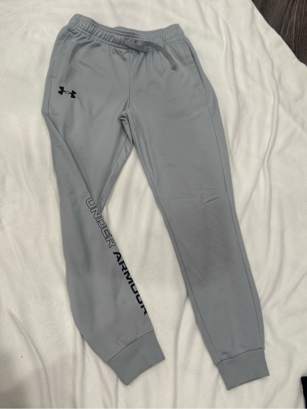 Under Armour Kids Light Gray Jogger Sweatpants with Black Logo